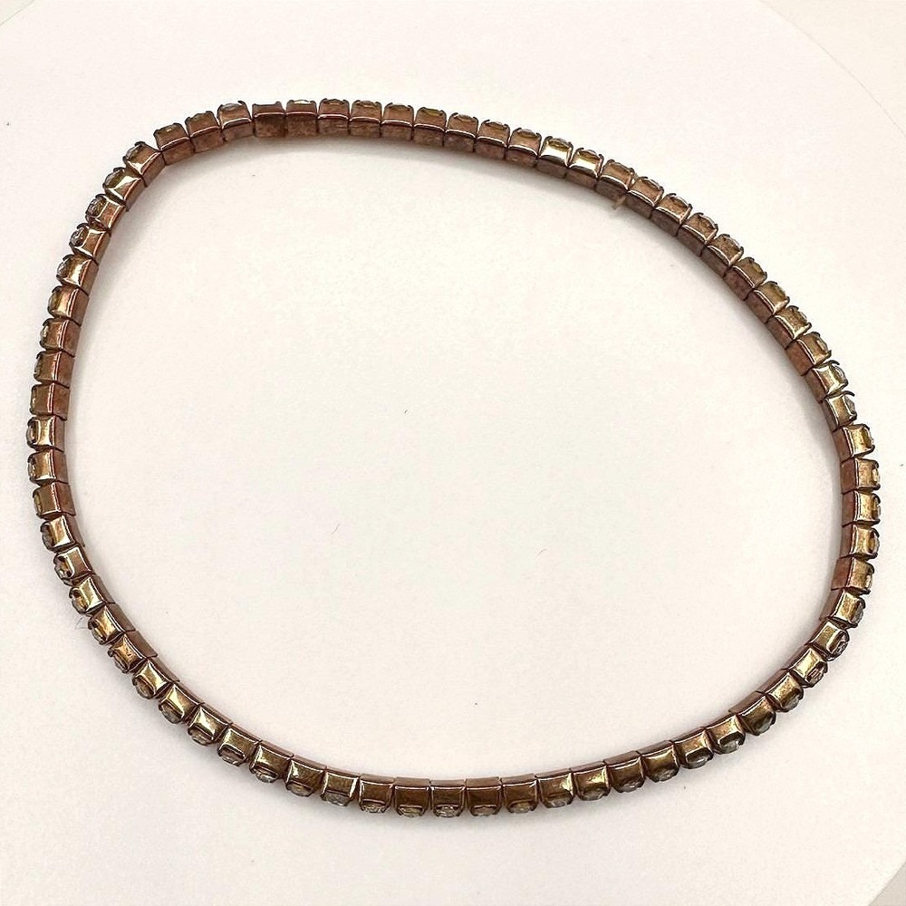 Vintage 90s Gold Tone Clear Rhinestone Tennis Bracelet Sparkly Statement Jewelry